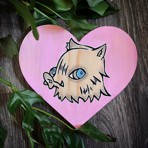 Mountain Boar Dude Wooden Heart Plaque
