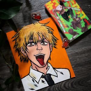 Chainsaw Boy Canvas Panel Painting