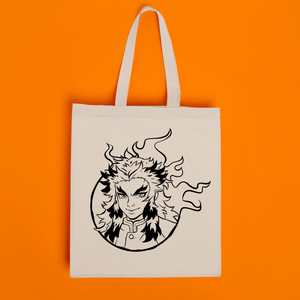 Fire Hashira Lineart Canvas Tote Bag